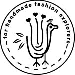 Rustic Passport Studios Logo - circle with a drawing of a rooster with words for handmade fashion explorers curved within the circle.